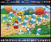 Smurfs find the alphabets trgykeress HTML5 jtk